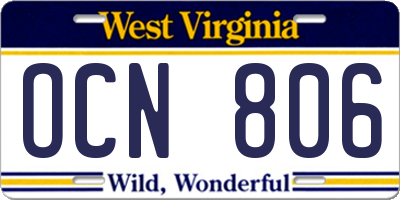 WV license plate OCN806