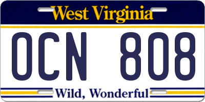 WV license plate OCN808