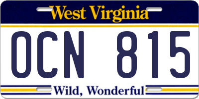WV license plate OCN815