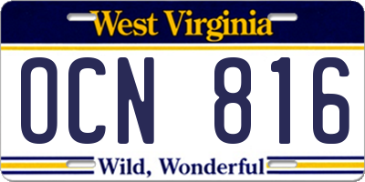 WV license plate OCN816