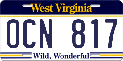 WV license plate OCN817