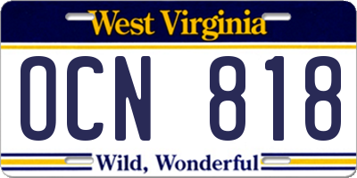 WV license plate OCN818