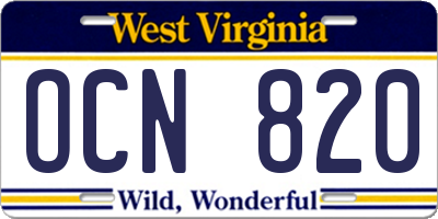 WV license plate OCN820