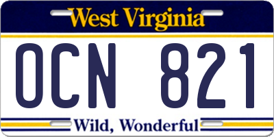 WV license plate OCN821
