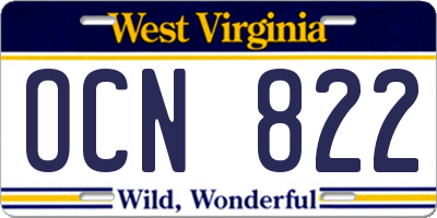 WV license plate OCN822
