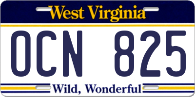 WV license plate OCN825