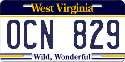 WV license plate OCN829