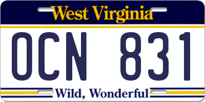 WV license plate OCN831