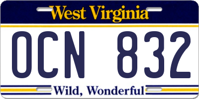 WV license plate OCN832