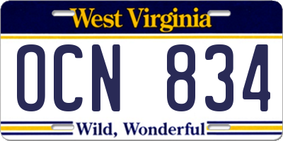 WV license plate OCN834