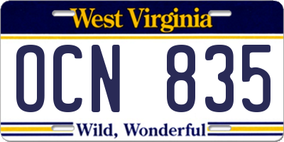 WV license plate OCN835