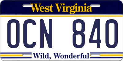 WV license plate OCN840