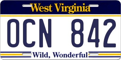 WV license plate OCN842