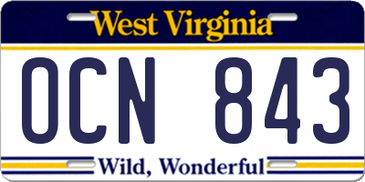 WV license plate OCN843
