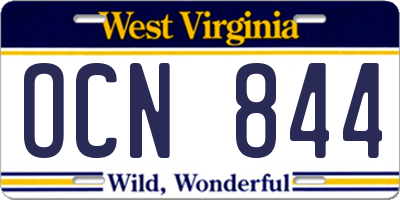 WV license plate OCN844