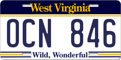 WV license plate OCN846