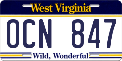 WV license plate OCN847