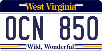 WV license plate OCN850
