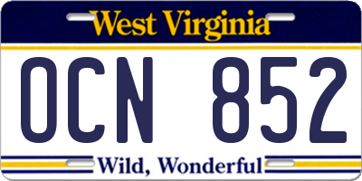 WV license plate OCN852