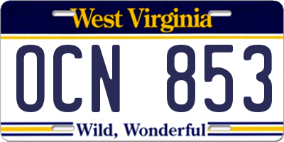 WV license plate OCN853