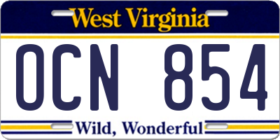 WV license plate OCN854