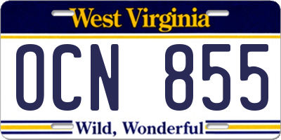 WV license plate OCN855