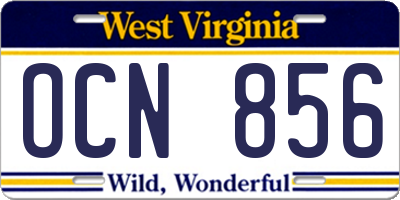 WV license plate OCN856