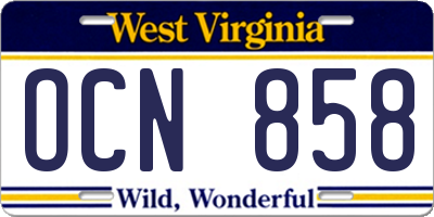 WV license plate OCN858