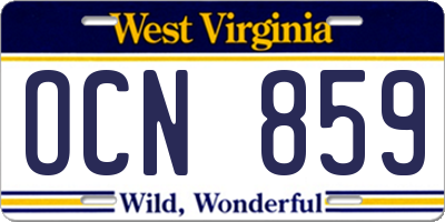WV license plate OCN859