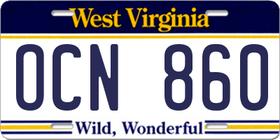 WV license plate OCN860
