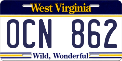 WV license plate OCN862