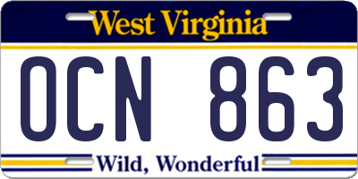 WV license plate OCN863