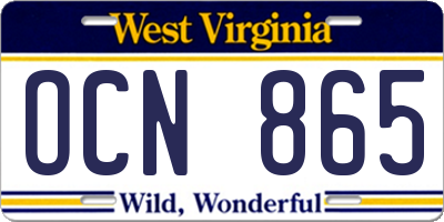 WV license plate OCN865