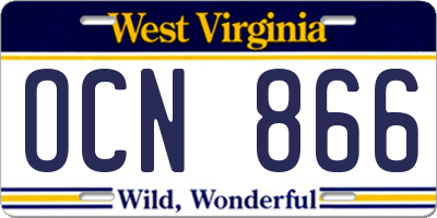 WV license plate OCN866
