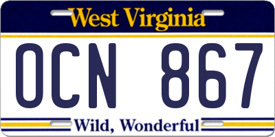 WV license plate OCN867