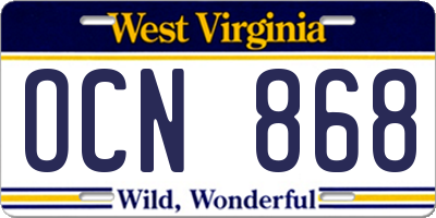 WV license plate OCN868