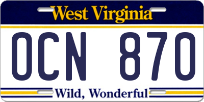 WV license plate OCN870
