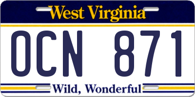 WV license plate OCN871