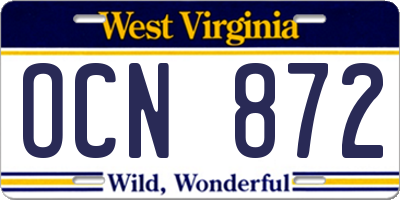 WV license plate OCN872
