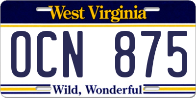 WV license plate OCN875