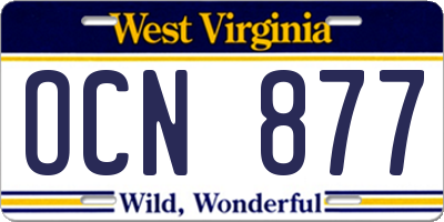 WV license plate OCN877