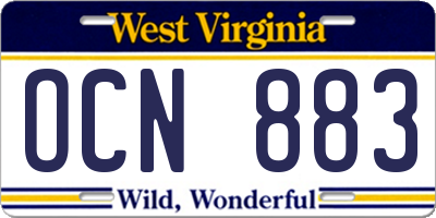 WV license plate OCN883