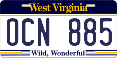 WV license plate OCN885