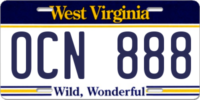 WV license plate OCN888