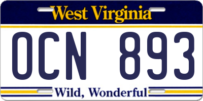 WV license plate OCN893