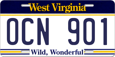 WV license plate OCN901
