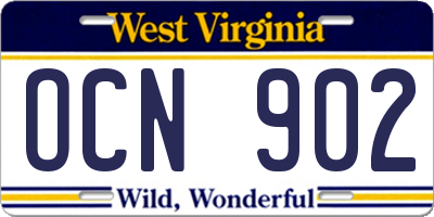WV license plate OCN902