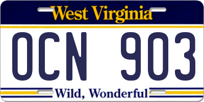 WV license plate OCN903