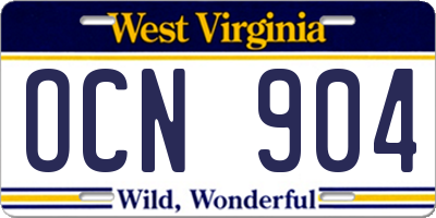 WV license plate OCN904