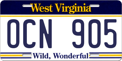 WV license plate OCN905